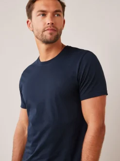 Blue Navy Regular Fit Essential Crew Neck Cotton T-Shirt