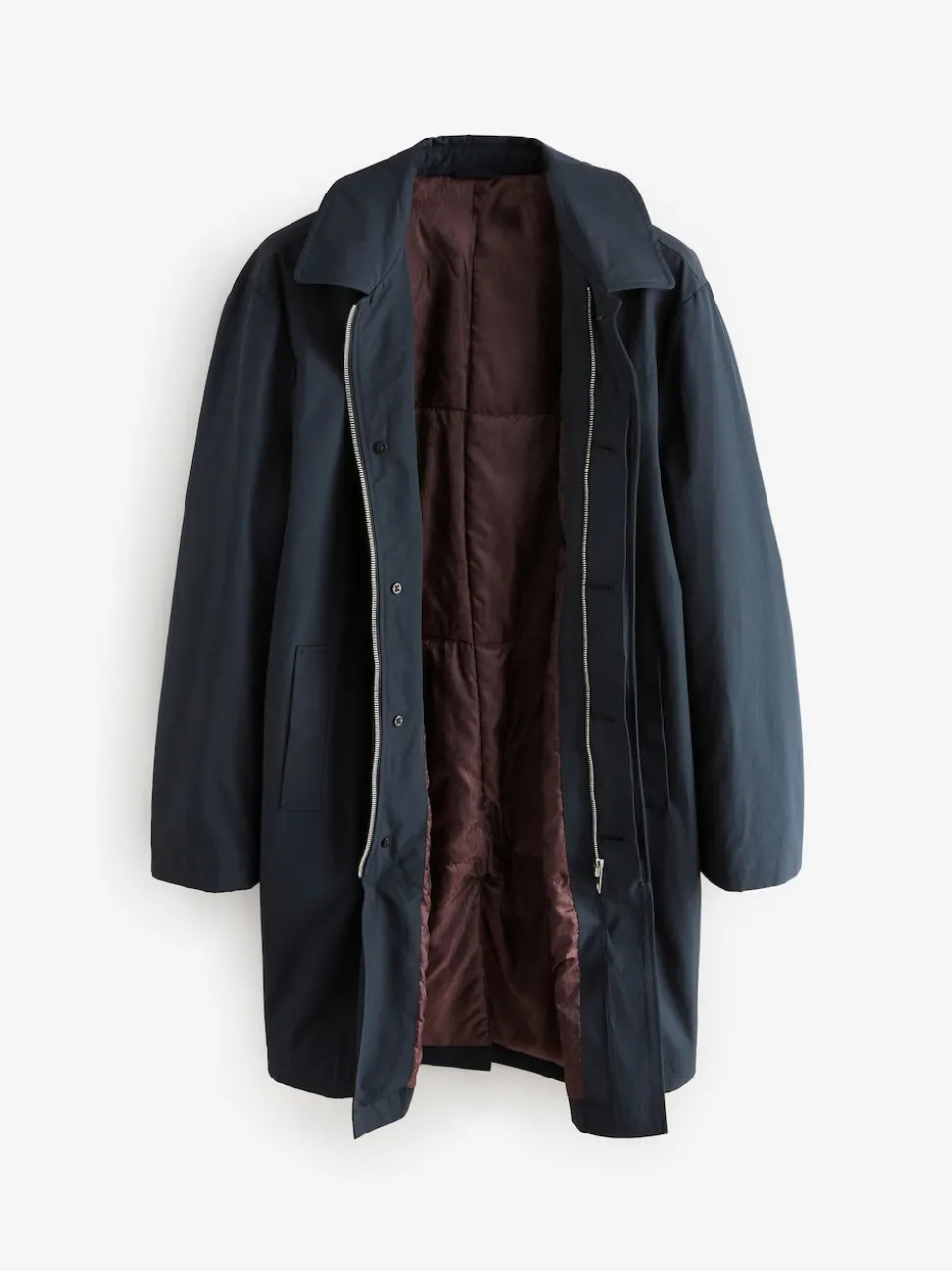 Blue Navy Shower Resistant Padded Trench Coat