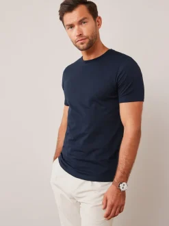 Blue Navy Slim Fit Essential Crew Neck Cotton T-Shirt