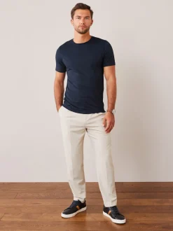 Blue Navy Slim Fit Essential Crew Neck Cotton T-Shirt