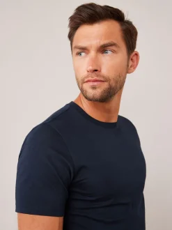 Blue Navy Slim Fit Essential Crew Neck Cotton T-Shirt