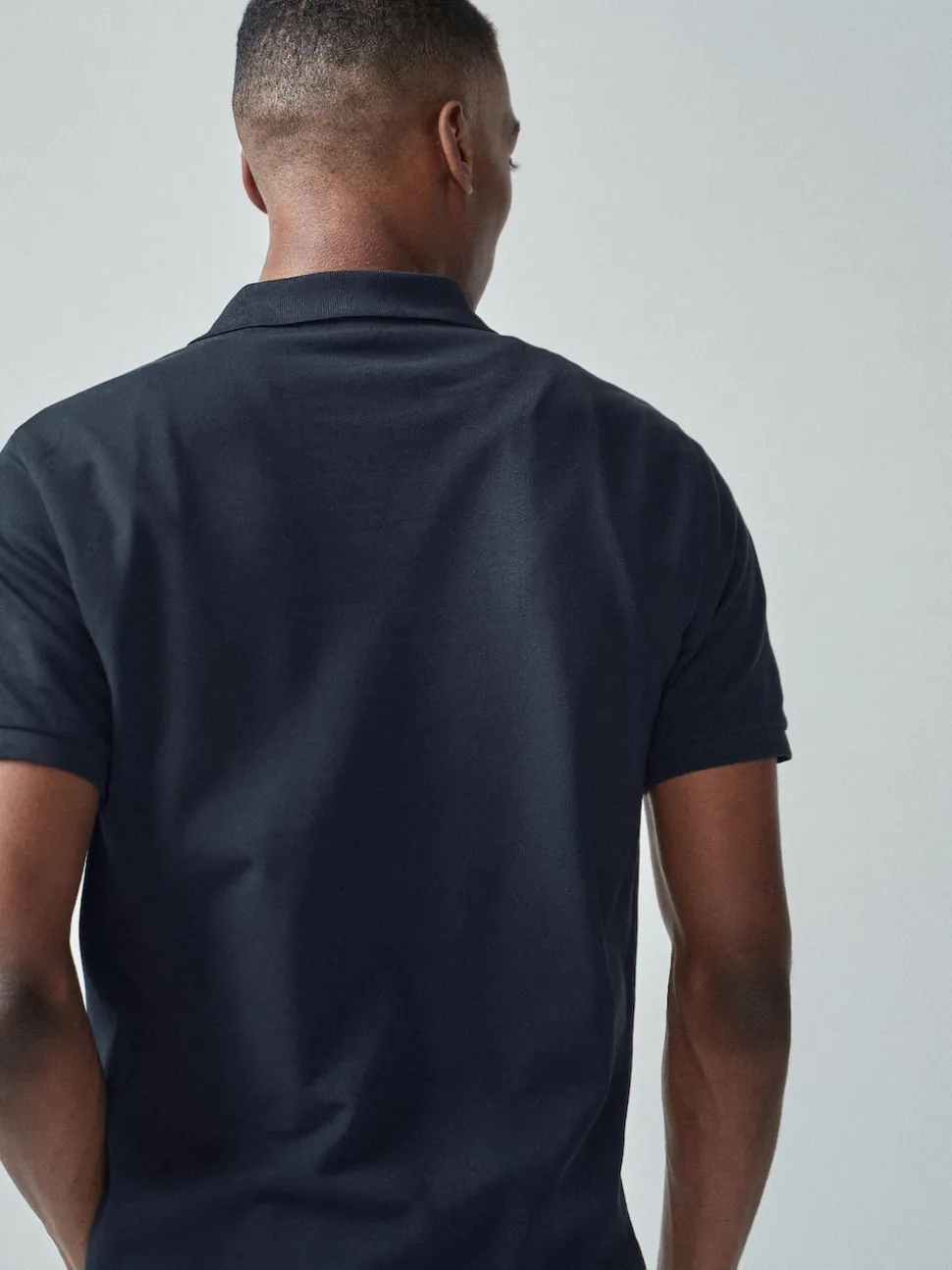 Blue Navy Slim Fit Short Sleeve Pique Polo Shirt