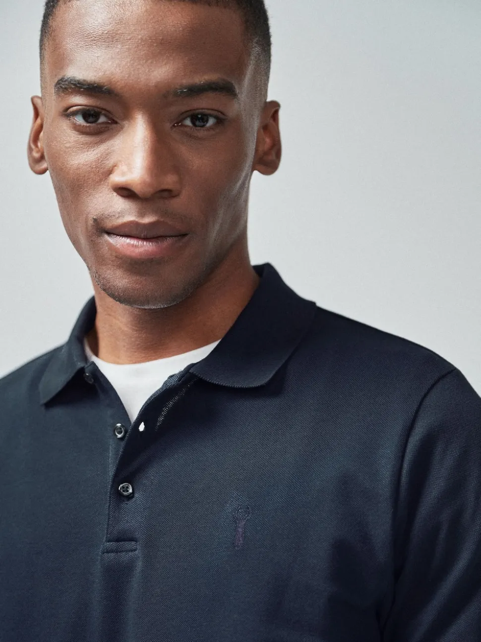 Blue Navy Slim Fit Short Sleeve Pique Polo Shirt