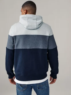 Blue Overhead Hoodie Colour Blocking Sweatshirt