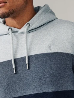 Blue Overhead Hoodie Colour Blocking Sweatshirt