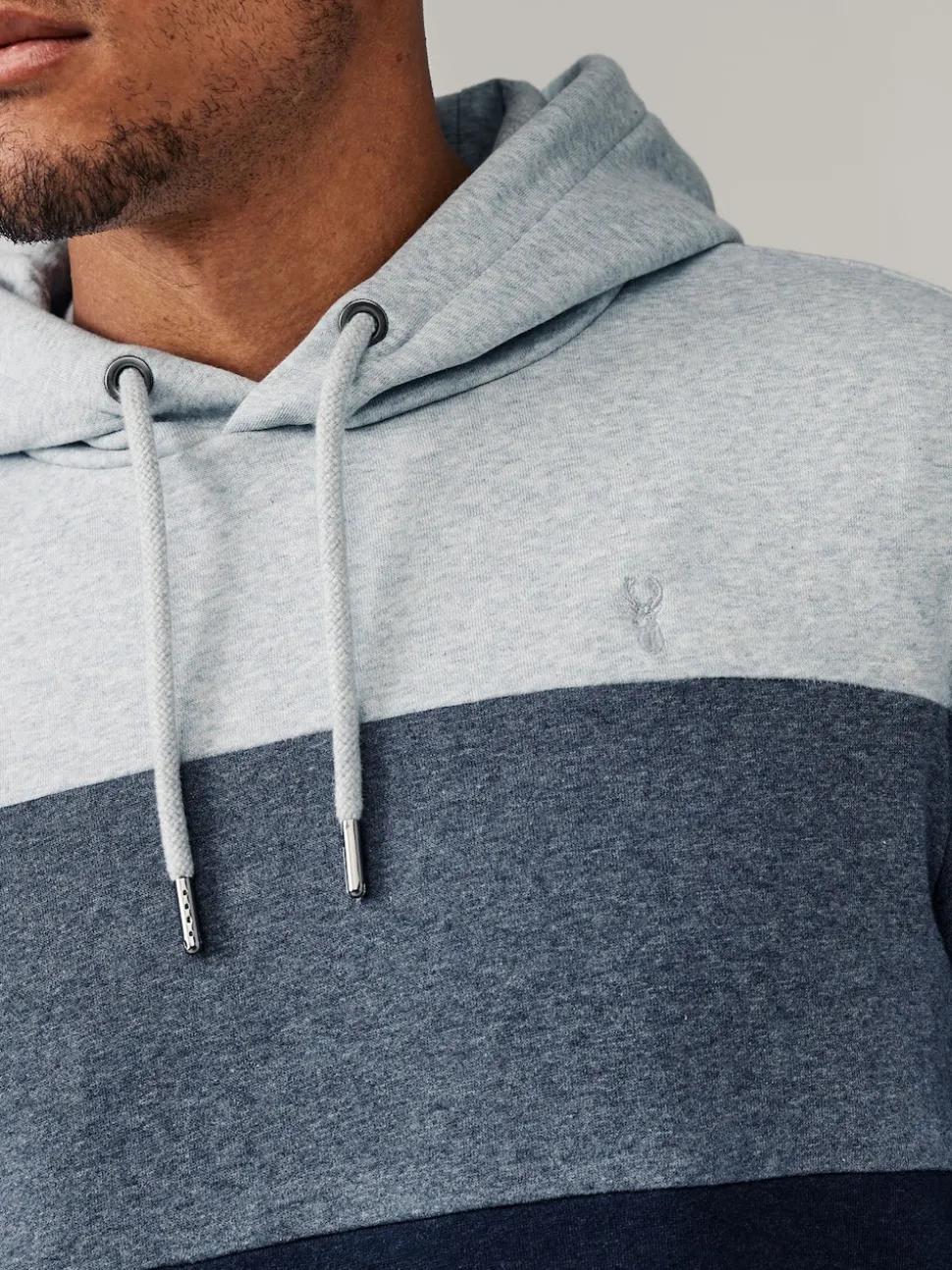 Blue Overhead Hoodie Colour Blocking Sweatshirt