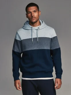 Blue Overhead Hoodie Colour Blocking Sweatshirt