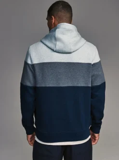 Blue Overhead Hoodie Colour Blocking Sweatshirt
