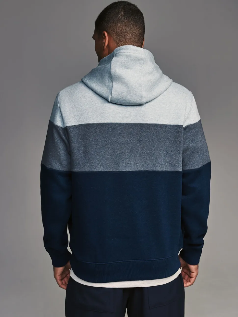 Blue Overhead Hoodie Colour Blocking Sweatshirt
