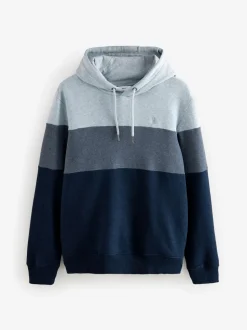 Blue Overhead Hoodie Colour Blocking Sweatshirt