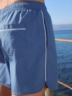 Blue Piped Swim Shorts