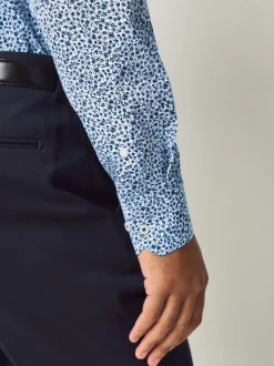 Blue Regular Fit Easy Care Single Cuff Smart Shirts 3 Pack