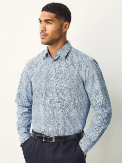 Blue Regular Fit Easy Care Single Cuff Smart Shirts 3 Pack