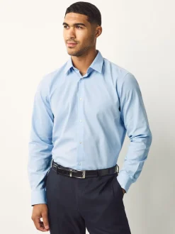 Blue Regular Fit Easy Care Single Cuff Smart Shirts 3 Pack