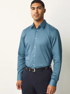 Blue Regular Fit Easy Care Single Cuff Smart Shirts 3 Pack