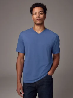 Blue Regular Fit Essential V-Neck T-Shirt