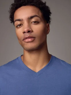 Blue Regular Fit Essential V-Neck T-Shirt