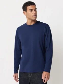 Blue Regular Fit Long Sleeve Crew Neck T-Shirt