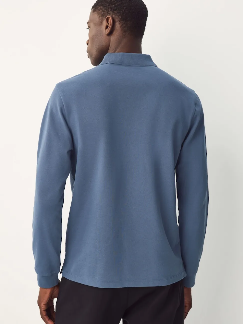 Blue Regular Fit Long Sleeve Pique Polo Shirt
