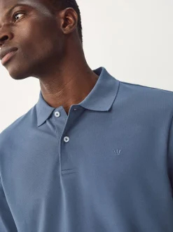 Blue Regular Fit Long Sleeve Pique Polo Shirt