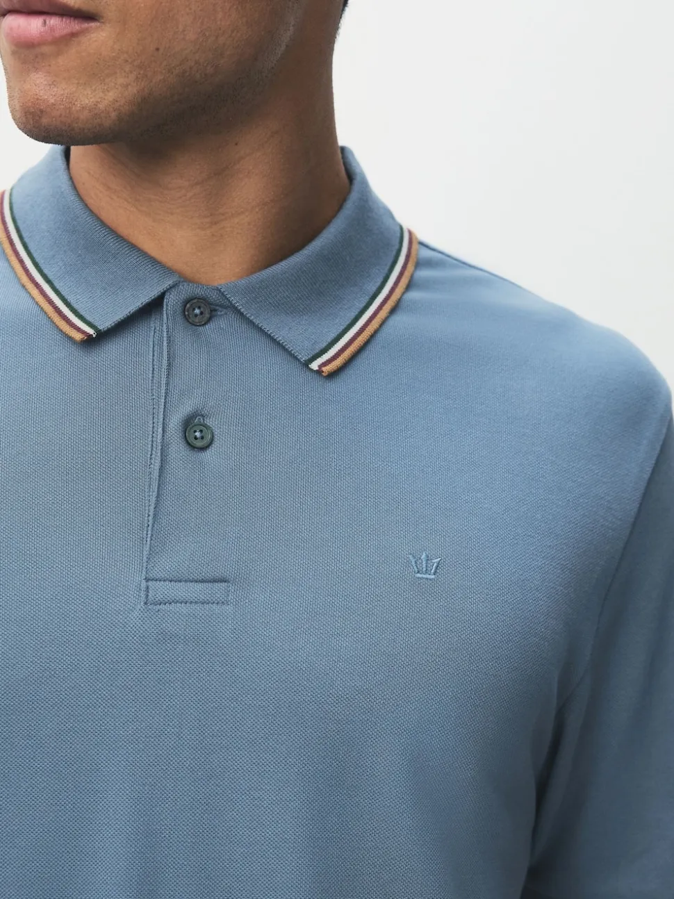 Blue Regular Fit Short Sleeve Tipped Polo Shirt