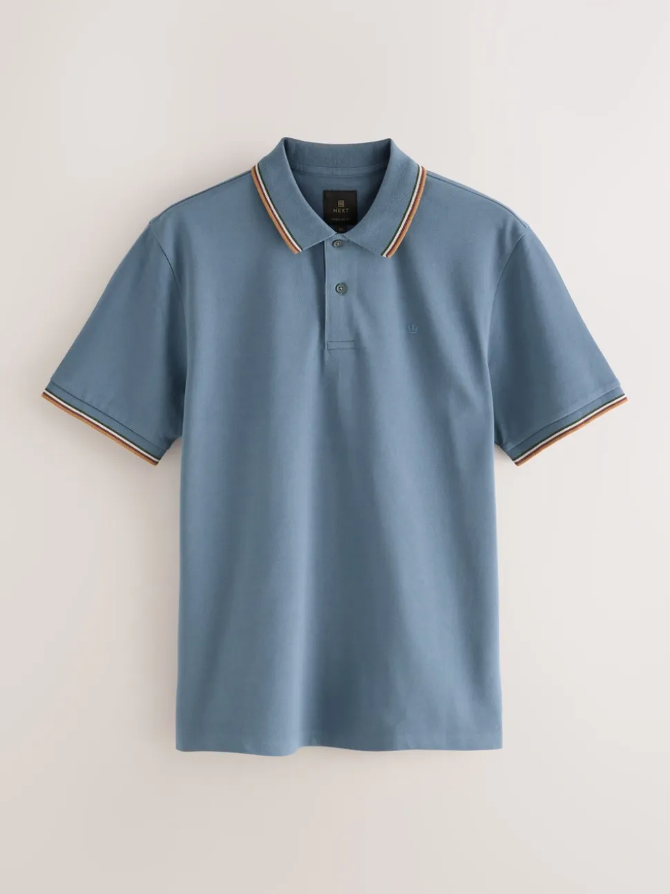 Blue Regular Fit Short Sleeve Tipped Polo Shirt