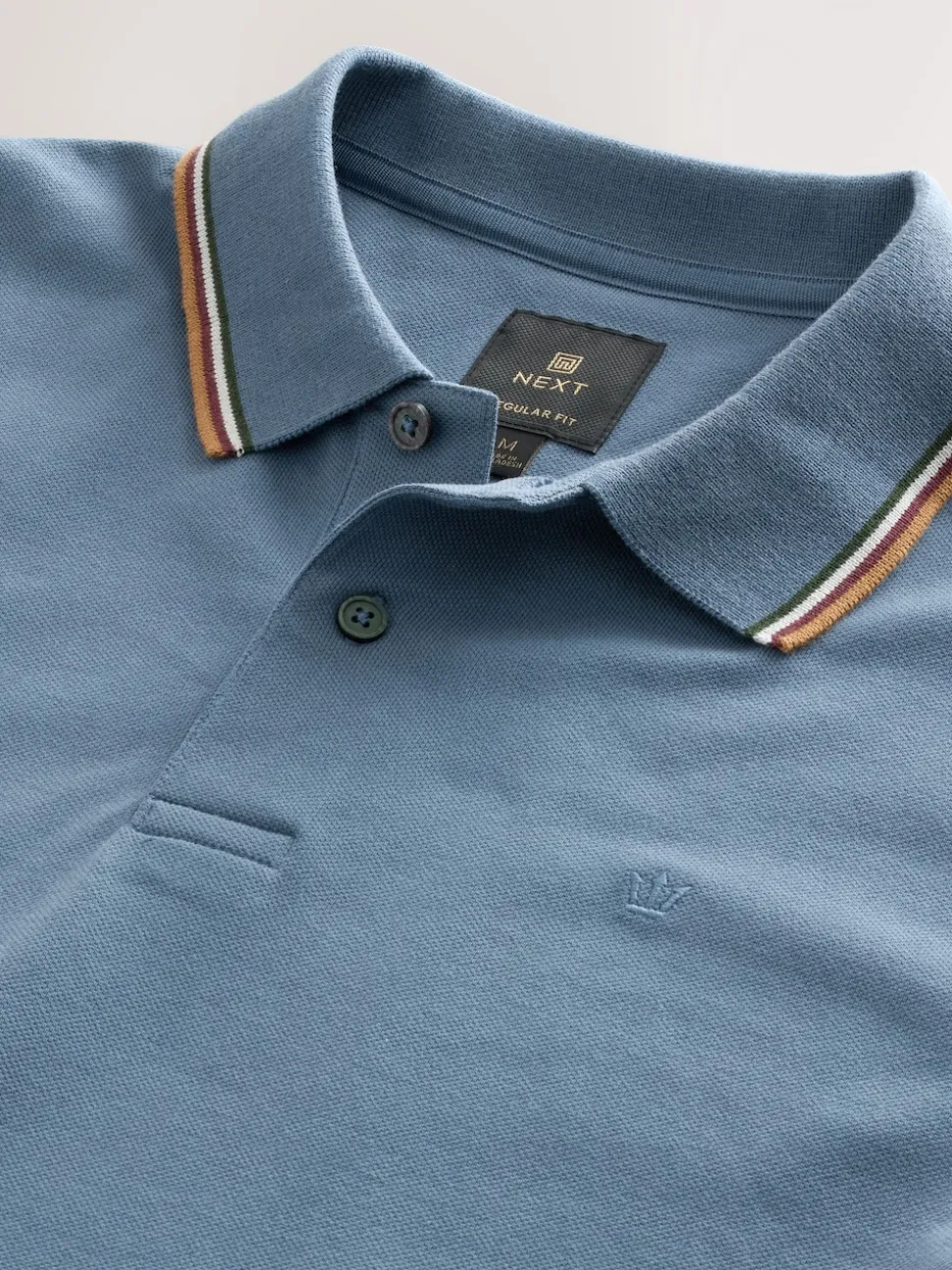 Blue Regular Fit Short Sleeve Tipped Polo Shirt