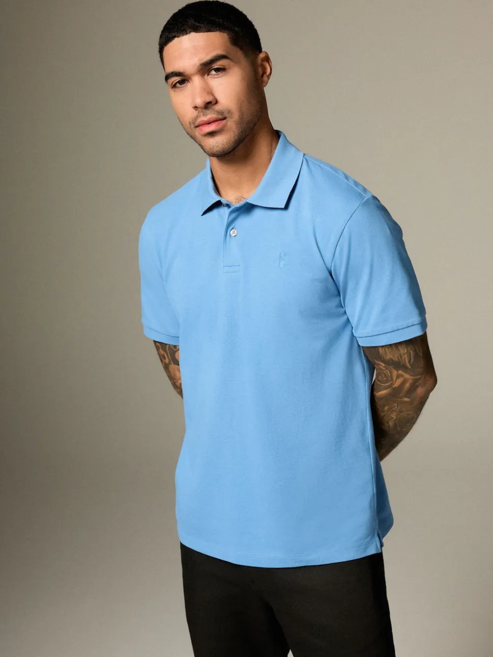 Blue Regular Fit Short Sleeve Pique Polo Shirt