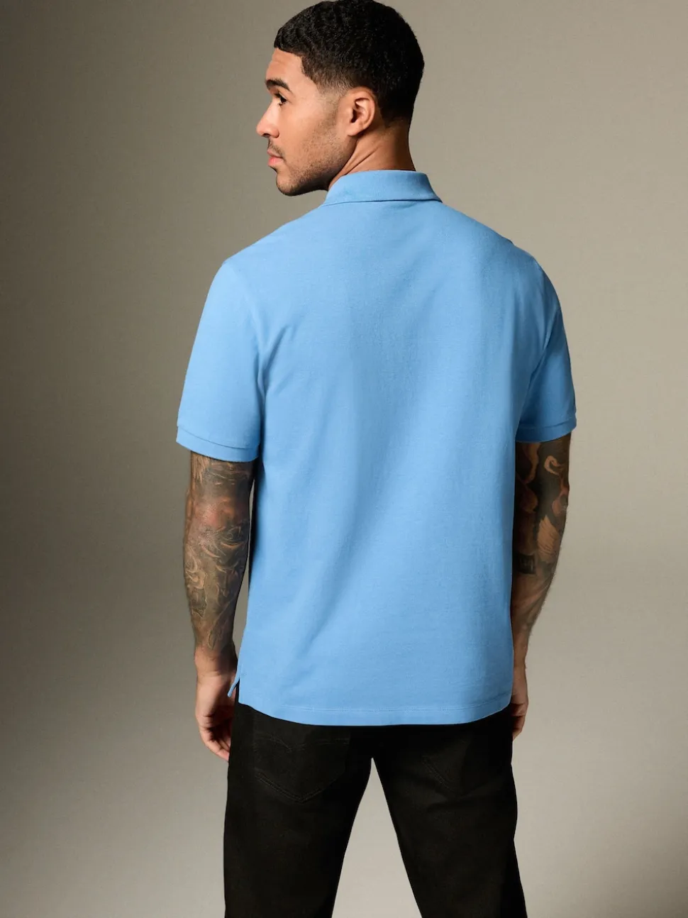 Blue Regular Fit Short Sleeve Pique Polo Shirt