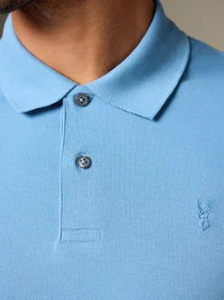 Blue Regular Fit Short Sleeve Pique Polo Shirt