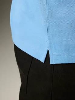 Blue Regular Fit Short Sleeve Pique Polo Shirt