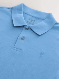Blue Regular Fit Short Sleeve Pique Polo Shirt