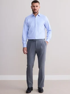 Blue Regular Fit Signature 100% Cotton with Textured Smart Shirt