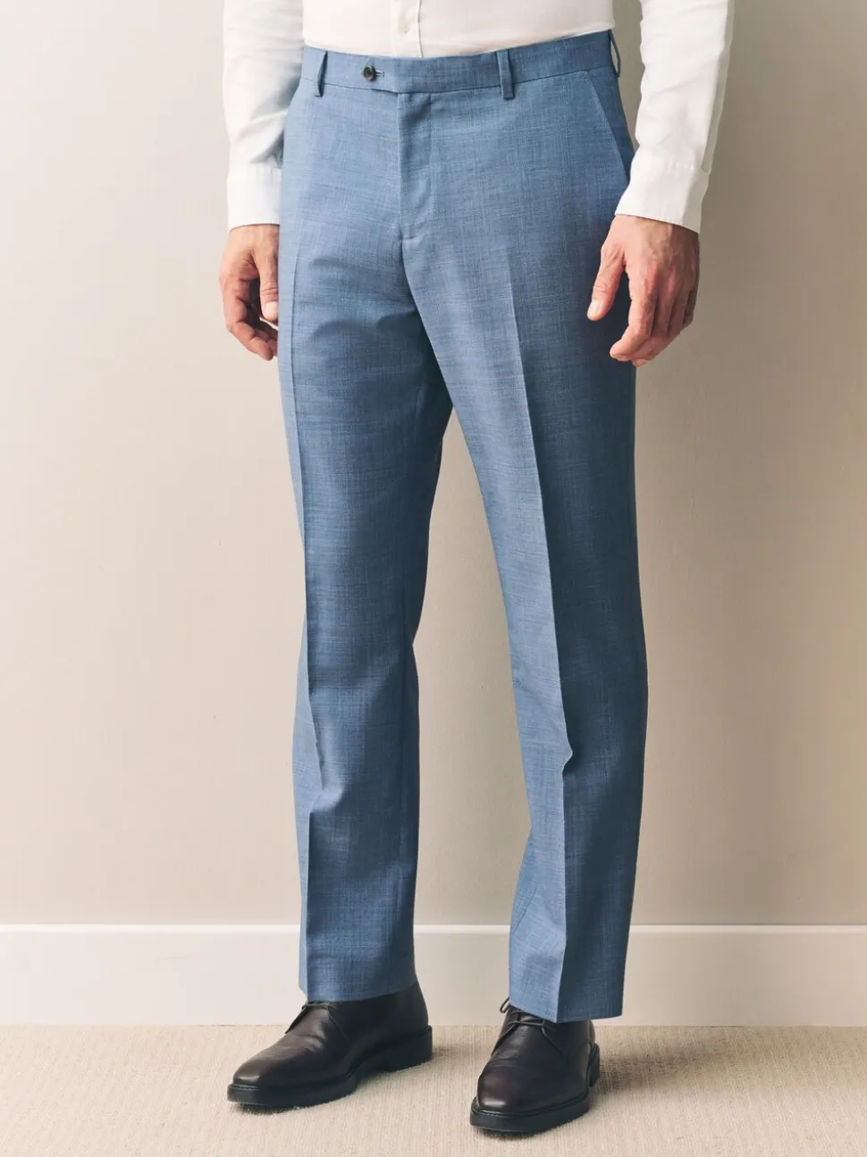 Blue Regular Fit Signature Nova Fides 100% Italian Wool Suit Trousers