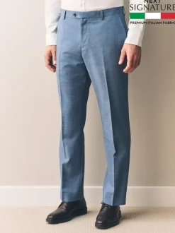 Blue Regular Fit Signature Nova Fides 100% Italian Wool Suit Trousers