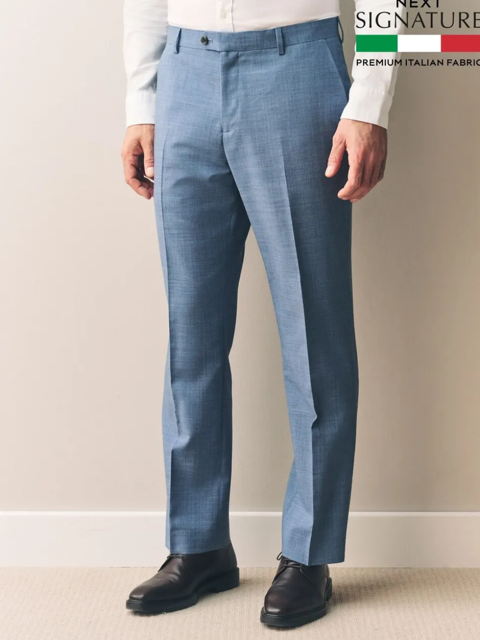 Blue Regular Fit Signature Nova Fides 100% Italian Wool Suit Trousers
