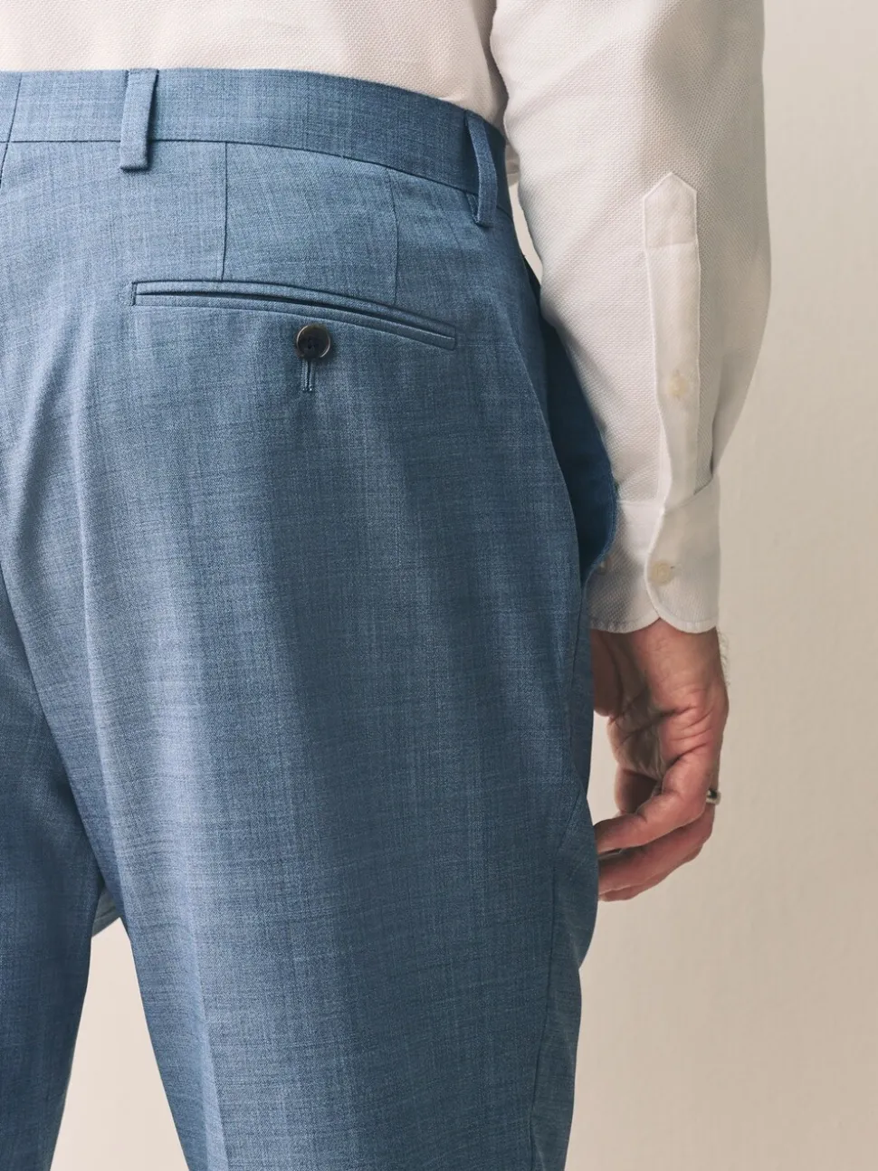 Blue Regular Fit Signature Nova Fides 100% Italian Wool Suit Trousers