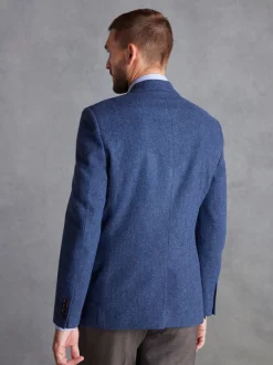 Blue Regular Fit Signature Wool Blend Herringbone Nova Fides Blazer