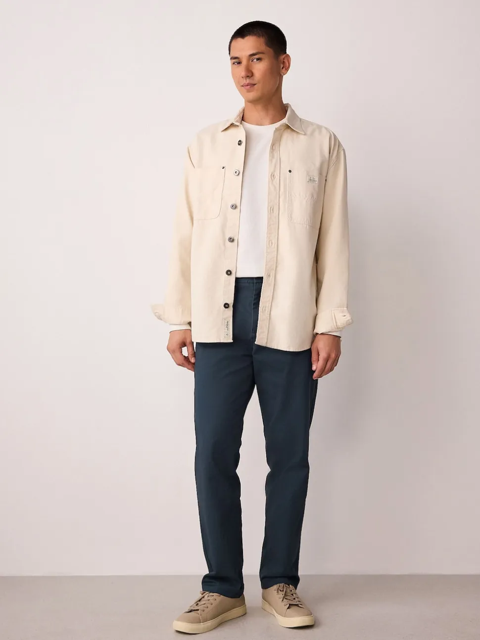Blue Regular Fit Stretch Chinos Trousers