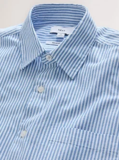Blue Regular Fit Stripe Oxford Long Sleeve Shirt