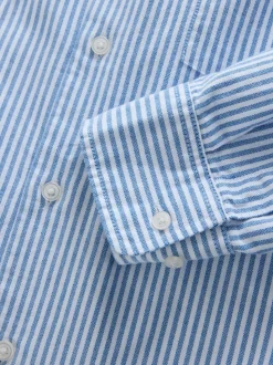 Blue Regular Fit Stripe Oxford Long Sleeve Shirt