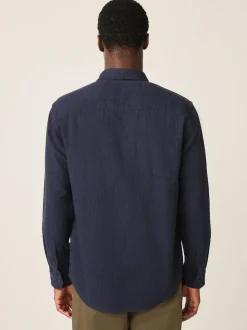 Blue Regular Fit Textured Waffle Long Sleeve Shirt