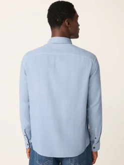 Blue Regular Fit Textured Twin Pocket Long Sleeve Shirt