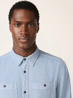 Blue Regular Fit Textured Twin Pocket Long Sleeve Shirt