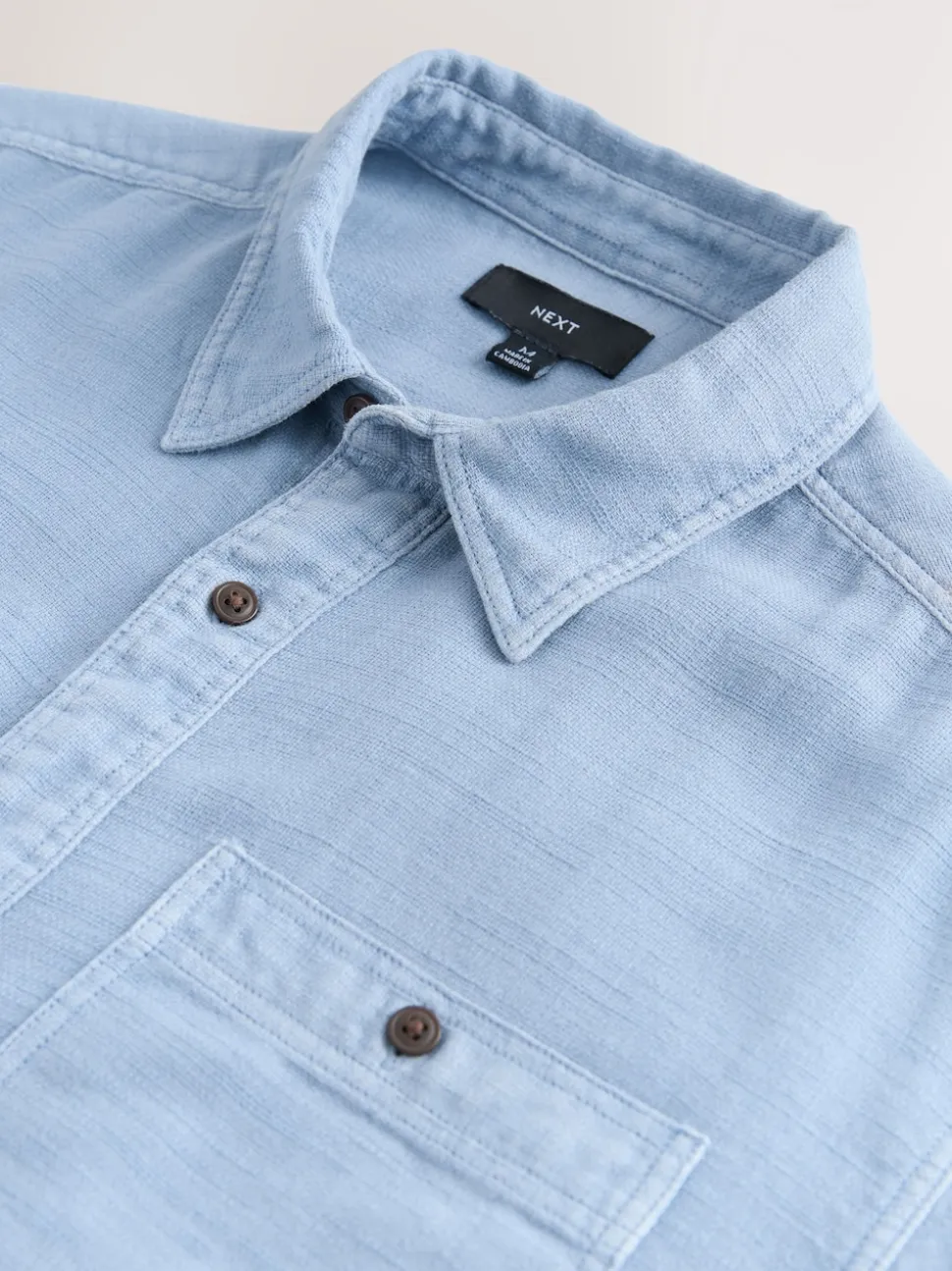 Blue Regular Fit Textured Twin Pocket Long Sleeve Shirt