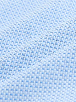 Blue Regular Fit Textured Long Sleeve Formal Shirt with Trim