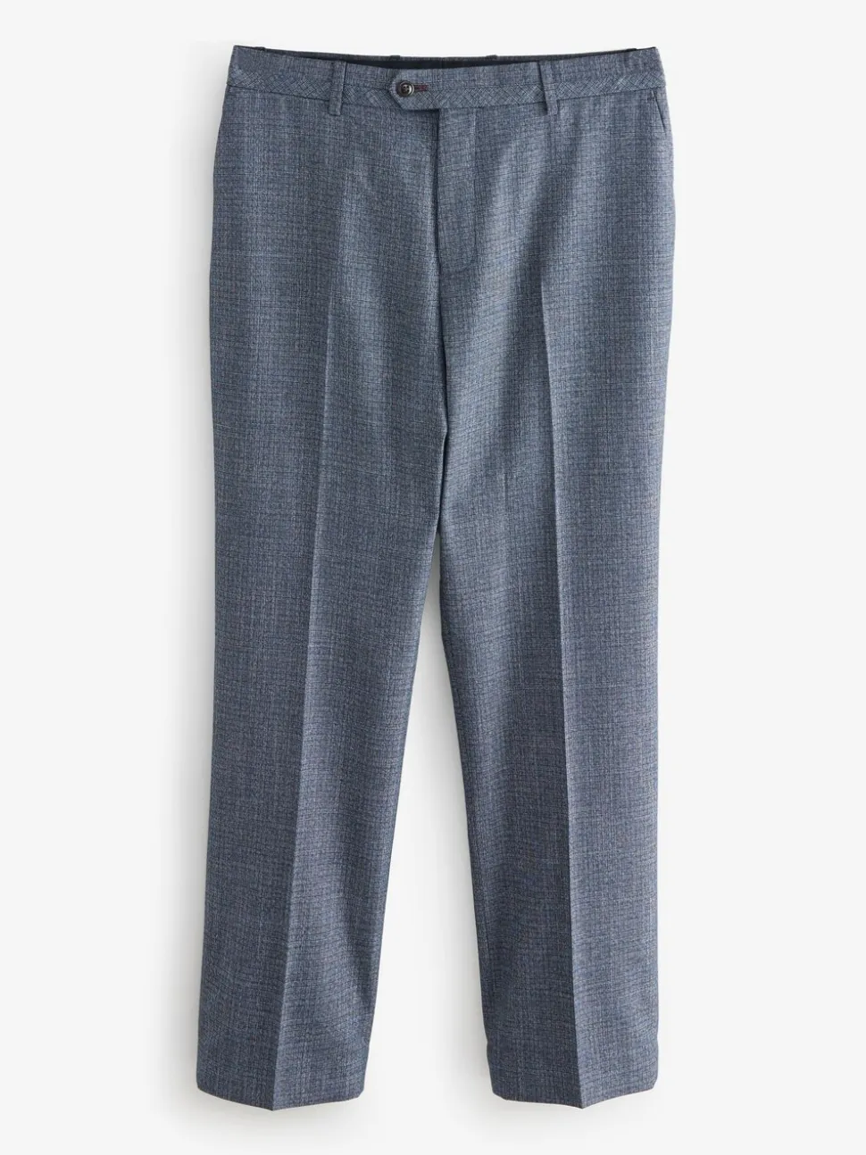 Blue Regular Fit Trimmed Textured Suit Trousers