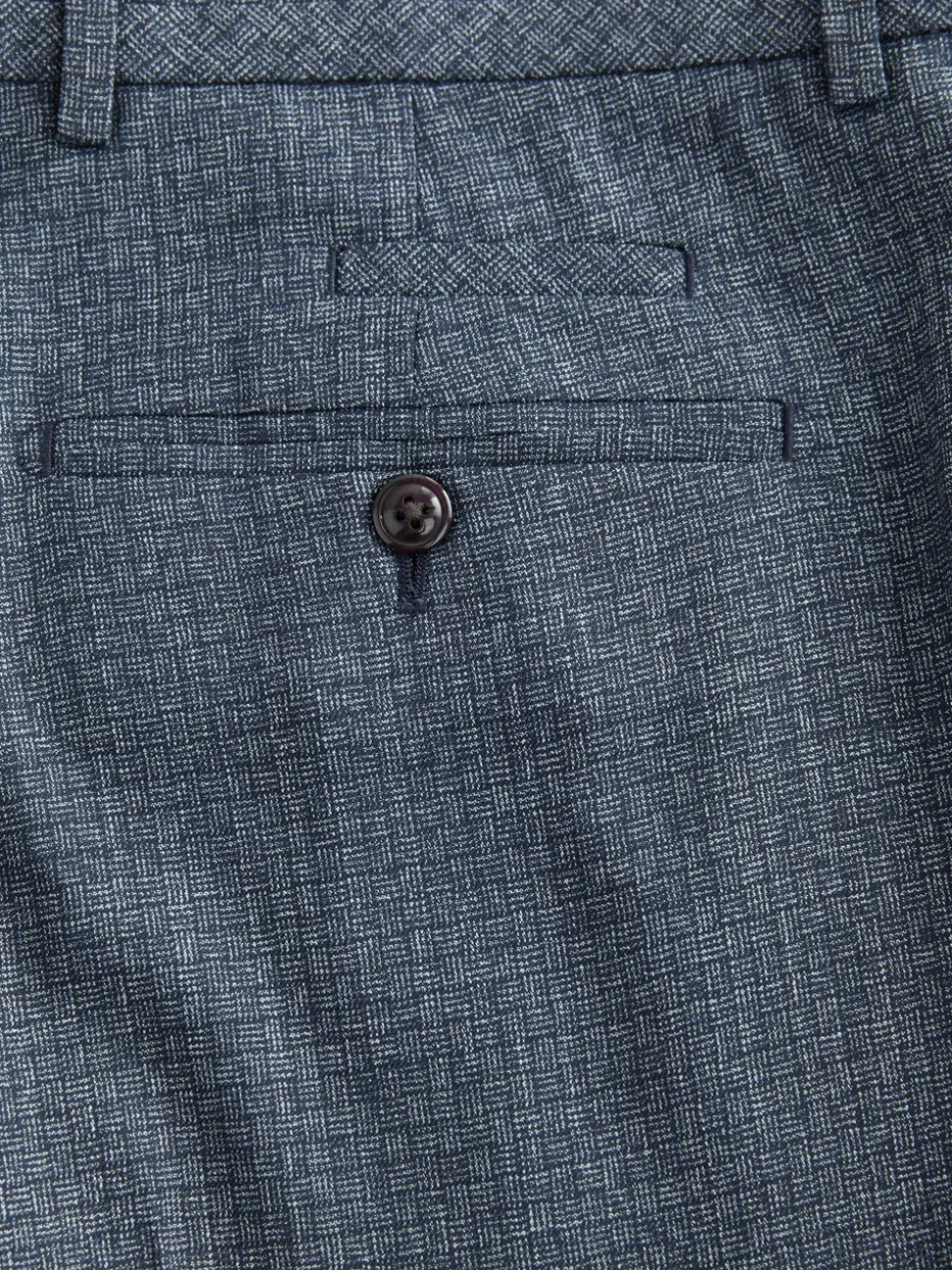 Blue Regular Fit Trimmed Textured Suit Trousers