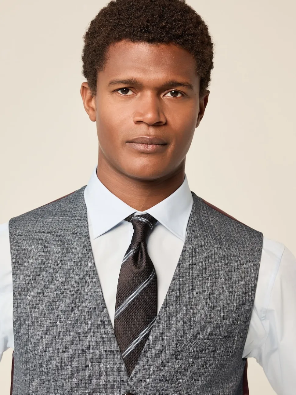 Blue Regular Fit Trimmed Textured Suit Waistcoat