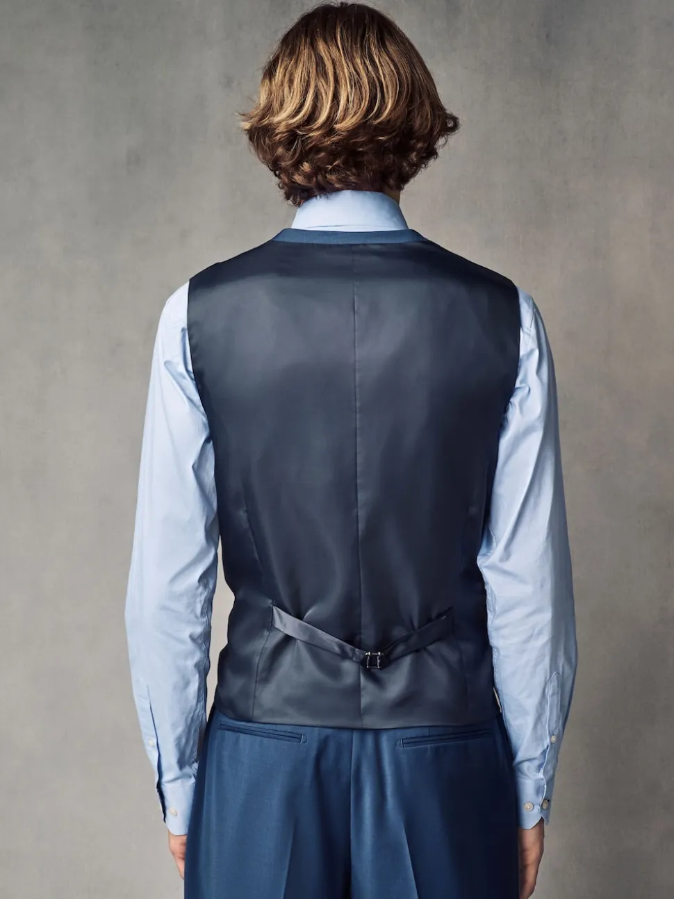 Blue Regular Fit Wool Blend Motionflex Waistcoat